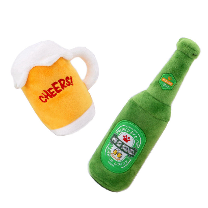 Beer Bottle Cup Squeaky Pet Toy