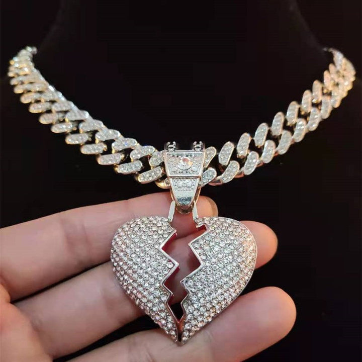 Iced Out Heart Break Gold Pave Necklace by Markus Dayan