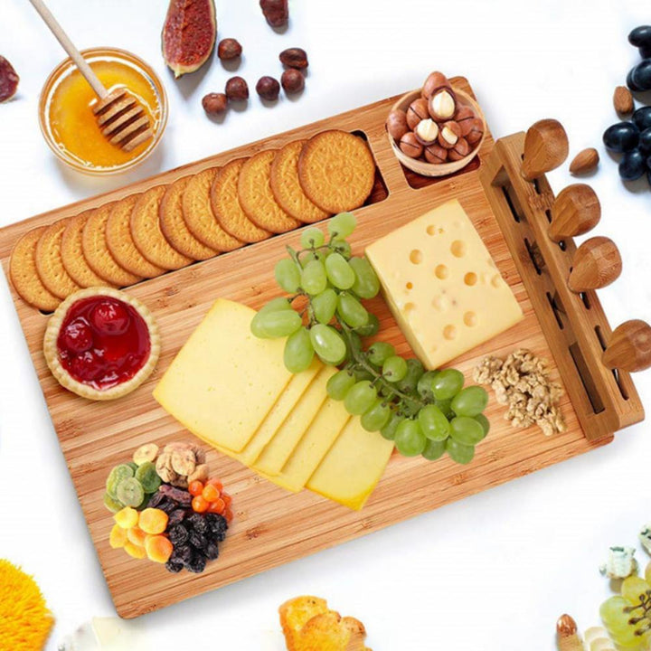 Bamboo Charcuterie Board with 4 Cheese  Knives