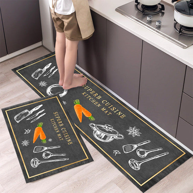 Tableware Pattern NON-Slip Kitchen Floor Mat