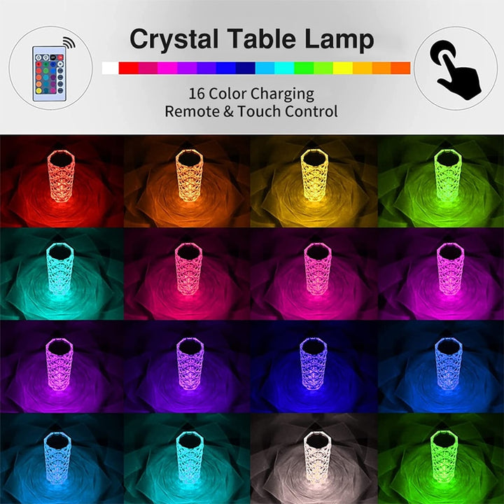 Luminous Rose Crystal LED Lamp