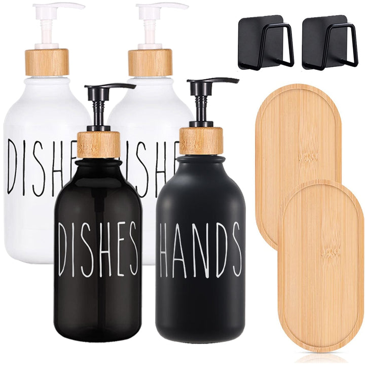 Dish Soap Dispenser with Bamboo Pump 500 ML